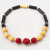 BN14 red,corn,blue bead bakelite necklace